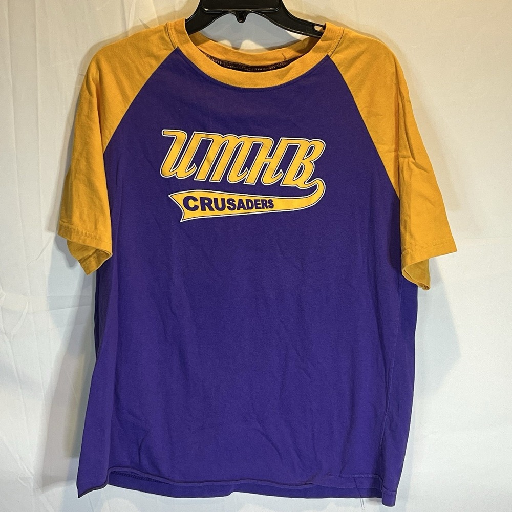 Vintage Large University Mary Hardin Baylor Shirt UMHB Purple Baseball Tee 2000s